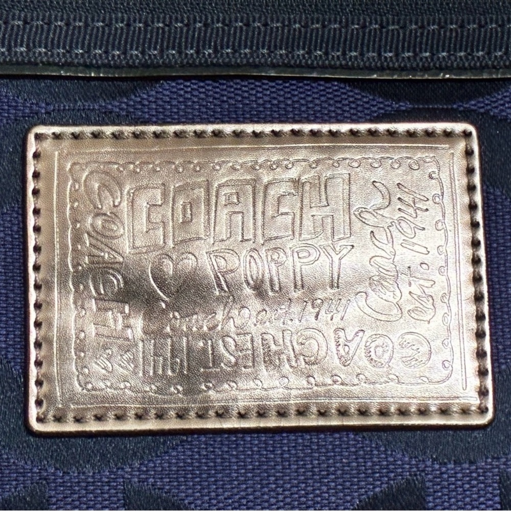 Coach Poppy Navy Blue Signature Nylon Tote - Picture 9 of 9